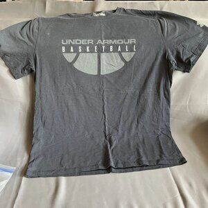Under Armour Mens Black Basketball Graphic T-Shirt HeatGear Loose Fit LG